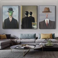 ภาพศิลปะ Surrealism ภาพ The Son Of Man โดย Rene Magritte ภาพวาดผ้าใบ Wall Art โปสเตอร์และภาพพิมพ์สำหรับตกแต่งบ้านห้องนั่งเล่น