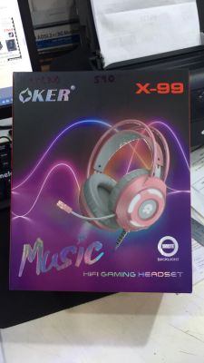 Oker Headset X99 แจ๊ค 3.5” มีดำ / ชมพู งานดี เสียงเพราะ สวยมากๆสีขมพู