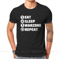 Eat Sleep Repeat Tshirt For Men Cod Warzone Game Clothing Style T Shirt Soft Print Loose