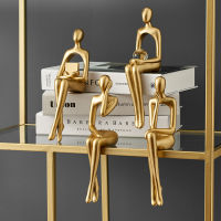 Thinker Figurines Nordic Home Decoration Gold Abstract Statue Accessories for Living Room Resin Embellishments Office Decor