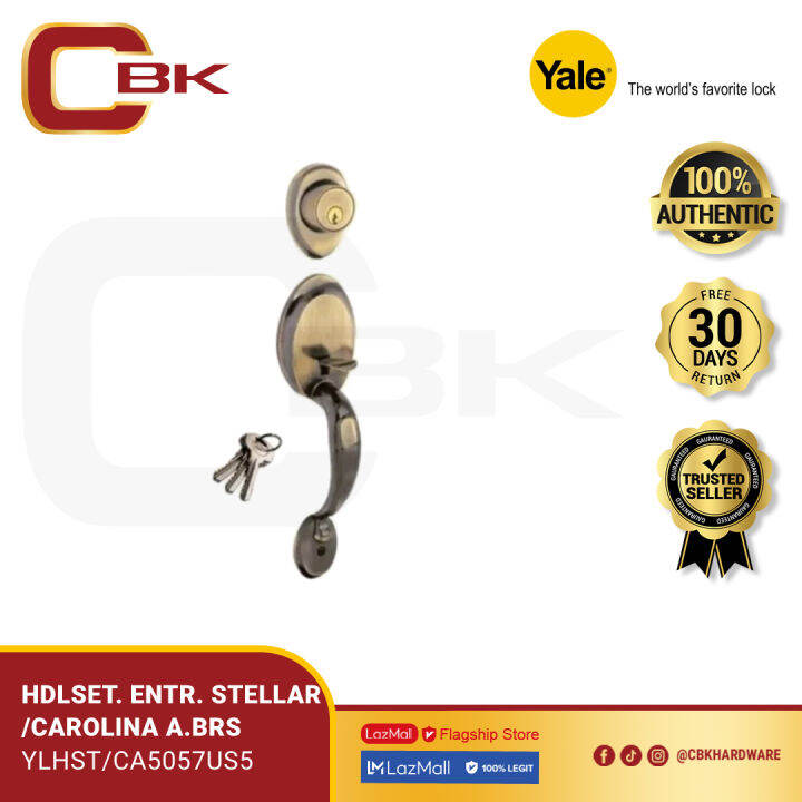 Yale Handle Set Entrance Stellar/Carolina Antique Brass YLHST/CA5057US5 Lazada PH