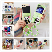 เคสบานพับเข้ากันได้กับ Samsung Galaxy Z Flip 5 Z 4 Z Flip 3โปร่งใสบางกันสีเหลืองพีซีแข็งพร้อมการป้องกันบานพับฝาครอบโทรศัพท์สายคล้องมือสำหรับ Z Flip 5 5G