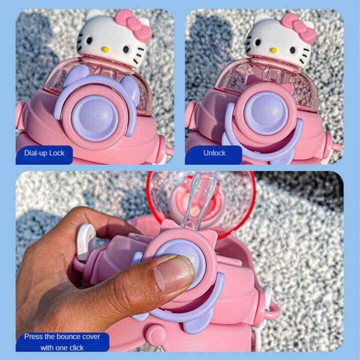 hellokitty-ถ้วยน้ำสาวสูงมูลค่าท้องใหญ่ถ้วยความจุขนาดใหญ่ฤดูร้อนเด็กนักเรียนน่ารักฟางถ้วย-icecubes