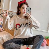 Autumn Winter Women Pyjamas Sets pajamas Sleepwear Suit Thick Warm Coral Flannel nightgown Female Cartoon Animal Pijama Mujer