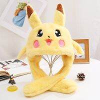 ● โปเกมอน Kawaii Pikachu หมวกตุ๊กตาหูน่ารักจะย้ายเบาะหนาหมวกกลางแจ้งหัวอบอุ่นปกคริสต์มาสของขวัญวันเกิด