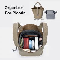 For H Picotin 18 22 Felt Purse Organizer Insert With Zipper For Tote Shaper Cosmetic Bags Portable Makeup Handbag Inner Storage