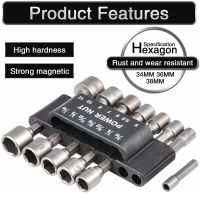 {SAVAGE Hardware Tools} Power Nut Driver สว่านชุด14Pcs Hex Socket Sleeve Nozzles Adapter 1/4 12Mm Electric Nut Driver Set Drill Adapter Power Tool