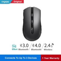 (7200M) WIRELESS MOUSE (เมาส์ไร้สาย2ระบบ) RAPOO OPTICAL เสียงเงียบ ใช้งานได้หลายพื้นผิว  (2Y) ของแท้