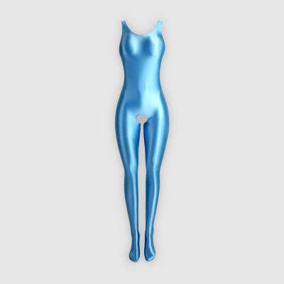 New Sexy Shiny Tights Glossy Silky White Body Suit Open Crotch Pantyhose Running Sports Bodysuit Wetsuit Plus Size Bathing Suits