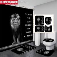 【CW】☍▤  Shower Curtain Set Polyester Curtains Pedestal Anti-slip Toilet Lid Cover Floor Mats