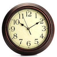 นาฬิกาแขวนผนังตกแต่งด้วยระบบควอตซ์ทรงกลมนาฬิกาคลาสสิคแบบย้อนยุคขนาด12นิ้ว