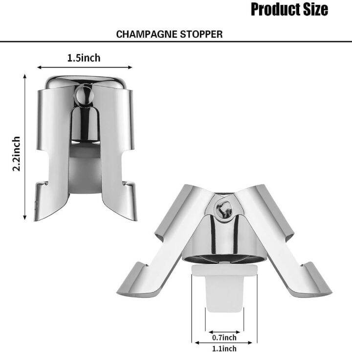 ulcer-2-pcs-เหล็กไร้สนิม-จุกปิดแชมเปญ-2-2นิ้วค่ะ-เงินสีเงิน-จุกแชมเปญใช้ซ้ำได้-สวยงามสวยงาม-จุกปิดขวดแชมเปญ-บาร์บาร์บาร์