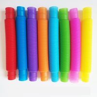 【LZ】♂  1-4PCS 2.9cm Pop Tubes Fidget Toys Rainbow Sensory Antistress Plastic Bellow Stress Reliever Pipe for Children Adults Funny Gift