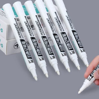 1/3/4/5pcs For Metal White Marker Pen Permanent Oily Waterproof Plastic Gel Pen Writing Drawing Graffiti Pen Stationery Notebook