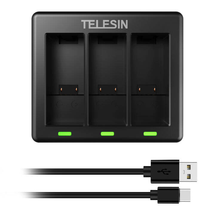 TELESIN 3 Ways Battery Charger With LED Light Charging Box for GoPro