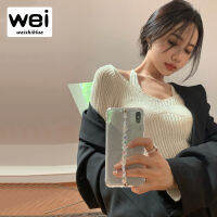 WEISHIBLUE สเวตเตอร์ Faux 2ชิ้นผู้หญิง,เสื้อกันหนาวมีเชือกผูกหลายสีสไตล์เกาหลีฤดูใบไม้ผลิฤดูใบไม้ร่วง