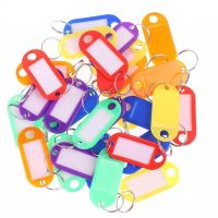 hot！【DT】▬  30Pcs Multicolor Plastic Keychain Fobs Luggage Id Label Name Cards Tags with Split for Baggage Chains Rings