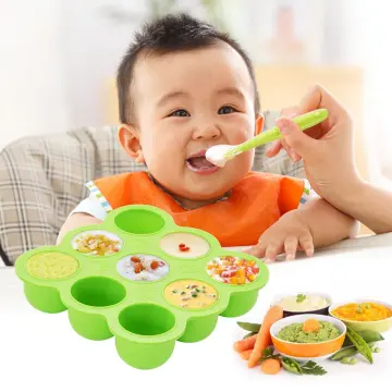 7 Holes Reusable Silicone Baby Food Freezer Tray Crisper Egg Bite Mold BPA  Free Storage Baby Food Storage Containers With Lid