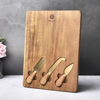 BILL.F Cheese Board Set Charcuterie Platter Serving Tray Including 3 Cheese Knives 13x10x0.7 Inch