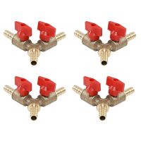 4Pcs Trident Ball Valve 5/16 Fuel Shut Off Valve Hose Barb Fuel Gas 8mm Brass Y Type Ball Valve for Garden Tool