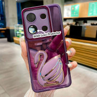 KONSMART เคสโทรศัพท์สำหรับ Infinix GT 10 Pro 5G ใหม่ล่าสุด2023หงส์สง่างามพับได้ฟิล์มที่วางเลนส์ป้องกันเคสใส่โทรศัพท์สำหรับ Infinix Note 30 4G 5G 30i 30 Pro Smart 7 GO 2023 Hot 30 5G SPARK 4จี30i 30เล่น