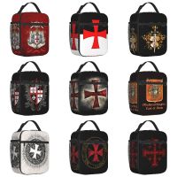 ❏◈┅ Custom Knights Templar Cross Lunch Bag Men Women Cooler Thermal Insulated Lunch Box for Kids School Children