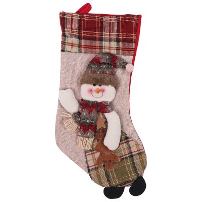 Large Christmas Stocking Sock Plaid Gift Holder Christmas Tree Decoration New Year Gift Candy Bags