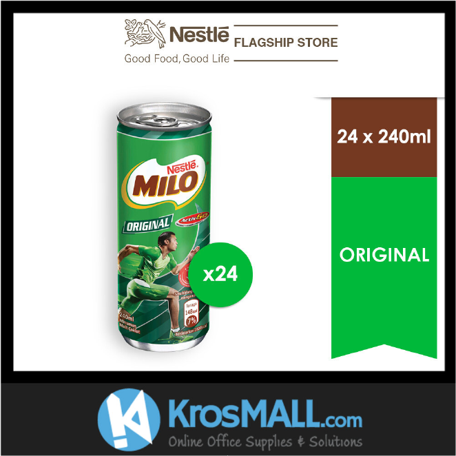 nestlÉ milo activ go original chocolate malt rtd 24 cans 240ml lazada