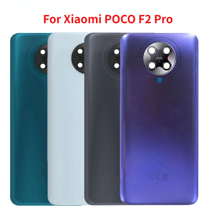ฝาหลังกระจกสำหรับ Xiaomi Poco F2 Pro แผงด้านหลังเคสประตูพร้อมเปลี่ยนเลนส์กล้อง สติกเกอร์ 5155