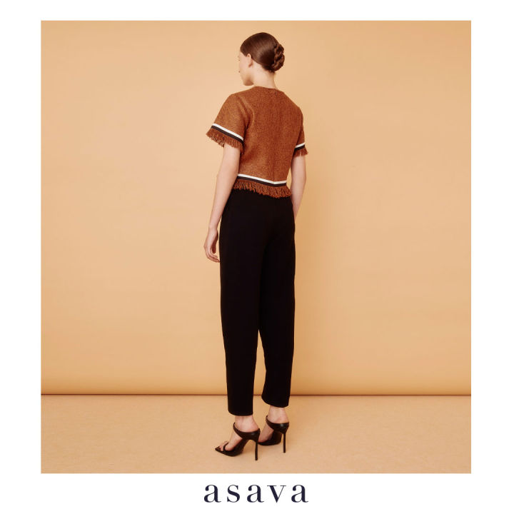asava-aw22-asava-pleted-pants-กางเกงผู้หญิง-เอวสูง-กระเป๋าข้าง-กระดุมหน้า
