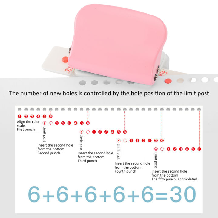 รูเจาะขนาดเล็กดูดีเครื่องเจาะนิวแมติกด้วยมือขนาด26รูขนาด30-รู20-รูเครื่องเจาะนิวแมติกคู่มือสีชมพูสำหรับ-a4-b5กระดาษ-a5