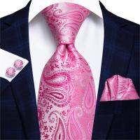 Hi-Tie New Fashion Business Pink Paisley 100% Silk Mens Tie NeckTie 8.5cm Ties for Men Formal Luxury Wedding Quality Gravata Ties