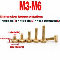 Sekrup tangan kepala bulat datar kotak-kotak kuningan/sekrup tangan Knurled tembaga Screw