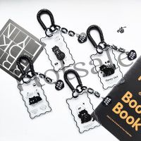 【hot sale】 ❣◐☍ B11 Cartoon Little Black Cat Acrylic Cardholder Photocard Case Nametag with Lanyard 7x11cm