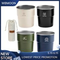 WBMOON ถ้วยกาแฟสเตนเลสสตีลสำหรับกลางแจ้งน้ำหนักเบา300มล. 4ชิ้นถ้วยน้ำชากาแฟน้ำหนักเบา