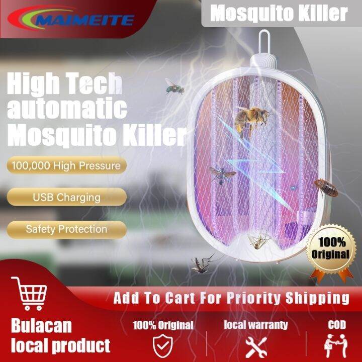 Electric mosquito swatter rechargeable 2 In 1 high voltage high ...
