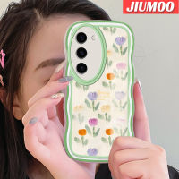 JIUMOO S23ปลอกสำหรับ Samsung บวก S23พิเศษเคสการ์ตูนแฟชั่นดอกไม้ลวดลายคลื่นสีสันสดใสขอบซิลิโคนเคสโทรศัพท์แบบใสนิ่มเคสโปร่งใสป้องกันเลนส์กล้อง