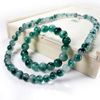 ของแท้ธรรมชาติสีเขียว8มิลลิเมตรหยกลูกปัดสร้อยคอ Jadeite เครื่องประดับแฟชั่นเสน่ห์อุปกรณ์โชคดีพระเครื่องของขวัญสำหรับผู้หญิงผู้ชายของเธอ