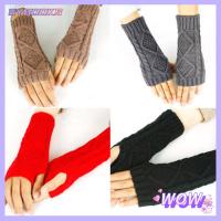 SYBOOKS Fashion Women Winter Sided Diamond Wrist Knitted Fingerless Gloves Arm Warmer