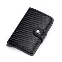 【CW】new Blocking Men Credit Card Holder Vintage Leather Bank Card Wallet Double Metal Automatic Business CardHolder Women Tarjetero