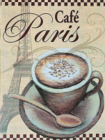 ป้ายโลหะกาแฟ Paris Retro Tin Vintage Aluminium Home Cafe Bar Wall Decor 16X12 Inch