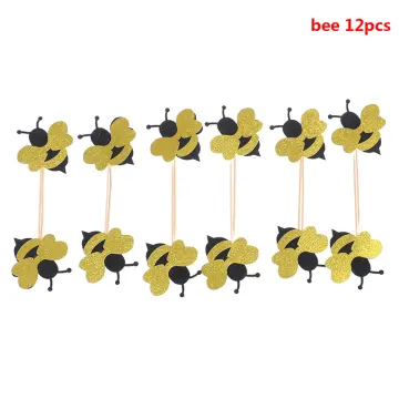 1set Daisy Bee Cake Topper Paper Resin Toppers for for Kids Bee