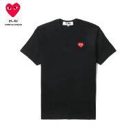 ขาตั้งกล้องเสื้อยืด2023 CDG Play สำหรับผู้ชายและผู้หญิงเสื้อคู่สไตล์ COMME Des GARCONS ผ้าฝ้ายบริสุทธิ์มาร์เซย์เรื่องหัวใจปักแขนแขนสั้นคอกลมหลวมเสื้อผ้าใส่สบายผิวเป็นมิตรกับผิว