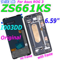 6.59 Amoled Asal Unrog 3 ZS661KS สัมผัสหน้าจอ LCD หน้าจอดิจิตอลสำหรับ ZS661KS ROG Phone 3 Strix I003DD LC