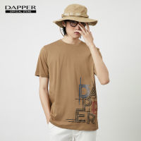 DAPPER เสื้อยืด Overlap Logo Print สีน้ำตาล