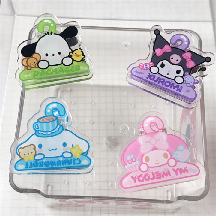 sanrio-double-sided-clip-pp-clamp-kuromi-acrylic-scrapbook-sticky-note-holder-hello-kitty-melody-pochacco