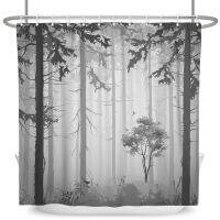 Fog Jungle Grey White Bathroom Curtains Curtain Shadow Shower Bath Room Custom Set Halloween Fabrics Products Household Home