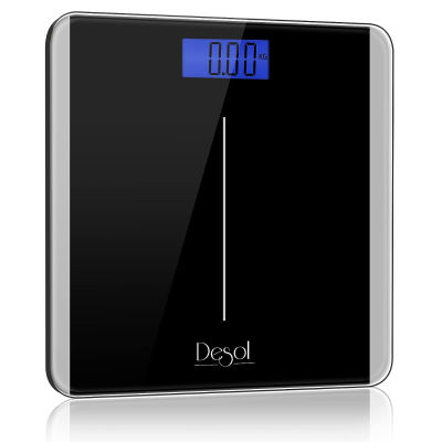 Bathroom Scale 550lbs - Desol Digital Body Weight Scale - Highly Accurate Weight Scale with Round Corner Design and Clear LCD Display - Includes Batteries Digital body scale