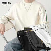 MOLAN เสื้อสเวตเตอร์แขนยาวสวมหัวผู้ชายเสื้อสเวตเชิ้ตคอกลมสำหรับผู้ชาย,เสื้อยืดแขนยาวลำลองสำหรับนักเรียนทรงหลวม