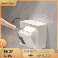 Lokei กล่องเก็บของติดผนังแบบสลักออกแบบพลาสติก Cotton Swab Storage Holder